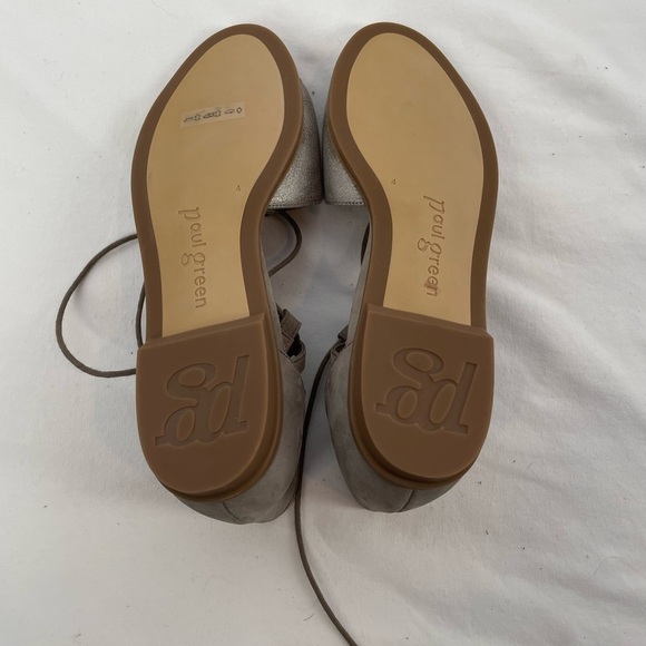 Paul Green Lace Up Leather Sandals in Smoke Truffle Metallic Size 6.5 or PG 5 - Picture 6 of 6